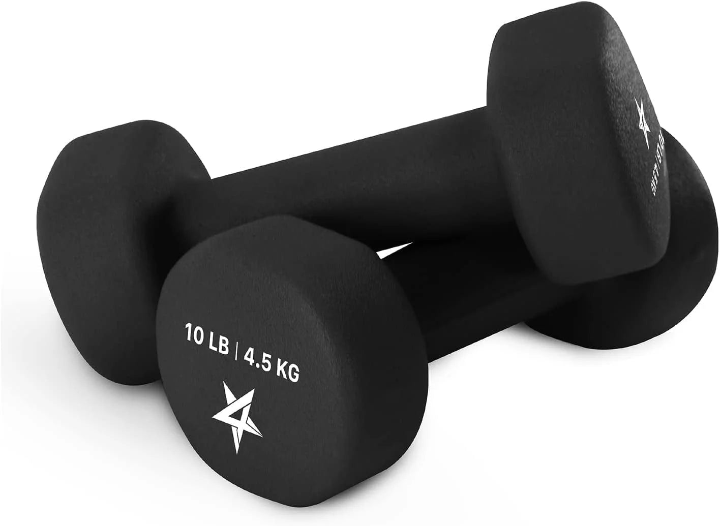 Neoprene Coated Dumbbells Hand Weight Sets of 2, Arm Weights for Women - Multiple Weight Options with 15 Colors - Black 10LBS